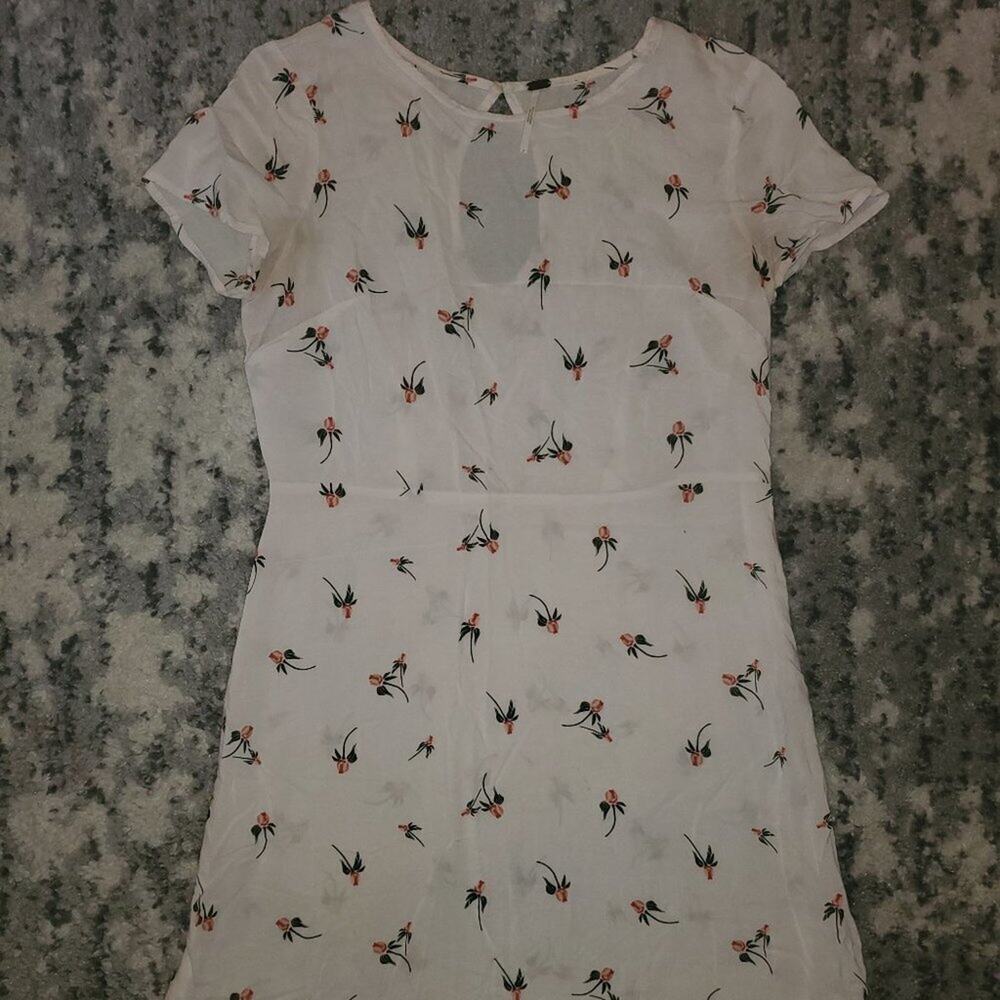 Free People Red Rose Floral Mini White Dress EUC - Picture 4 of 6